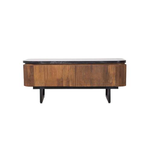 Table Basse 2T plateau marbre noir | Manguier Luxe