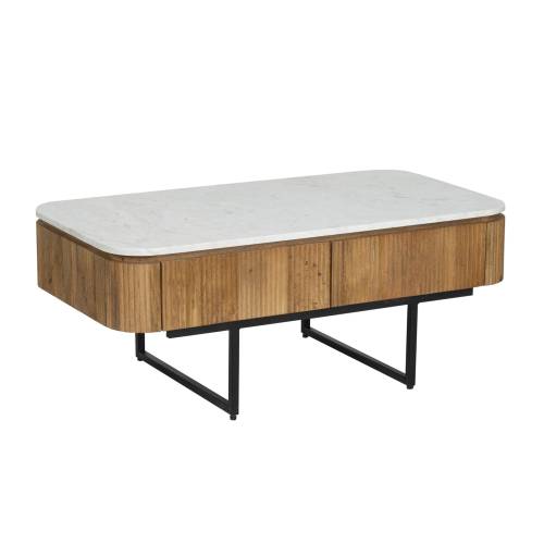 Table basse plateau marbre blanc | Manguier Kfir II