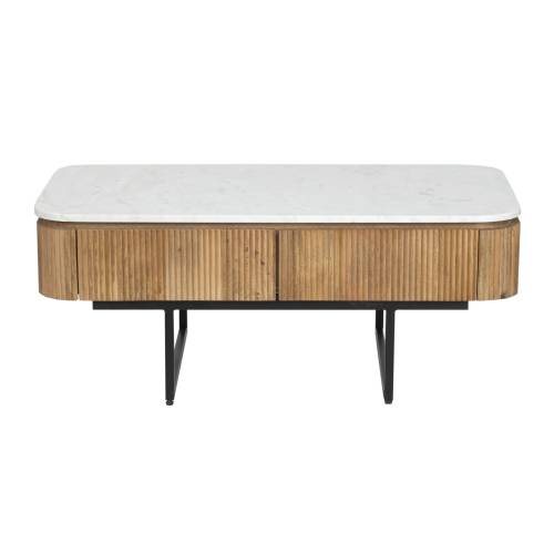 Table basse plateau marbre blanc | Manguier Kfir II